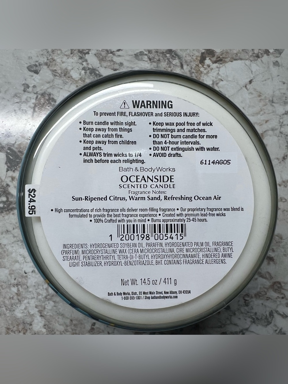 Bath & Body Works 3-Wick candles — NEW Morning Rainstorm and LIKE NEW Oceanside - Picture 13 of 13